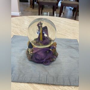 Purple Dragon with Orb on Castle Figurine 100MM Snow Globe art decor